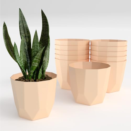 Image of YUCCABE ITALIA SHERA Hexa Plastic Planter Pot for Plants | Decorative Flower Pot | UV Protected Lightweight Indoor Outdoor Gamla for Home Decor, Balcony, Garden & Living Room