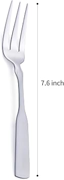 3-Tine Fork, Stainless Steel 7.6 Dinner Silverware Fork, Metal Cocktail Dessert Forks, 6-Piece