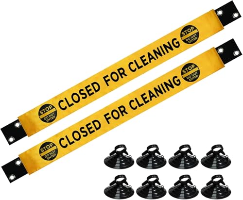 2 Pcs Restroom Closed for Cleaning Sign with Magnetic Ends, Closed for Cleaning & Maintenance Nylon Warning Sign,42 x 3.3 Closed for Cleaning Banner for Glass Door, Bathroom, Restroom