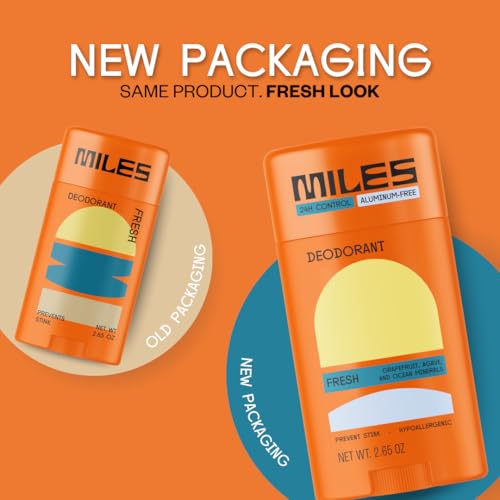 Miles Kids Deodorant for Boys and Girls - Aluminum Free Deodorant for Kids and Teens, Natural, Hypoallergenic, Made in USA - Fresh Scent - 2-Pack