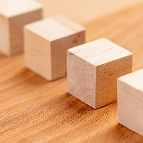 LEXININ 60 PCS 2 Inch Small Wooden Cubes, Natural Unfinished Wood Blocks, Blank Square Wood Cubes for Crafts, DIY Projects