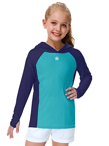 Image of AOBUTE Unisex Kids Long Sleeve Hoodie Rash Guard Boys UPF 50+ Swim Top with Thumb Hole 3-12 Years