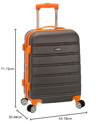 Rockland Melbourne Hardside Expandable Spinner Wheel Luggage, CHARCOAL, Checked Large 28", Melbourne Hardside Expandable Spinner Wheel Luggage