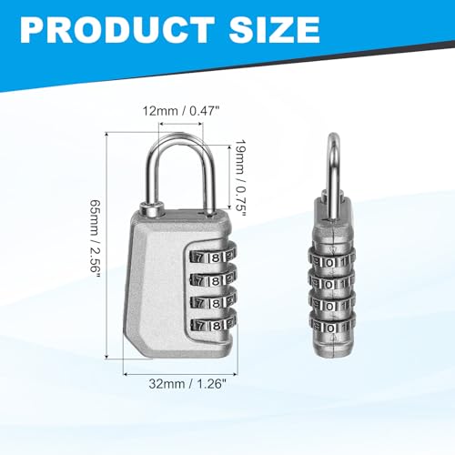 Image of MECCANIXITY Combination Lock, 4 Digit Padlock Combination Outdoor Waterproof Locker Lock for Gym Luggage Home Sports Hasp Storage, Silver Pack of 1