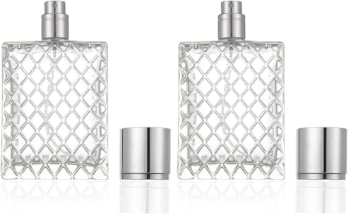 Image of 100ml 3.4 oz Refillable Spray Perfume Bottles large cosmetic Fine Mist Atomizer Empty Portabe Clear Glass Essential Oil Container for Travel (Pack of 2)