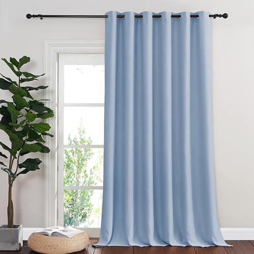 NICETOWN Vintage Blue Blackout Curtains for Bedroom 95 Inch Length - Thermal Insulated Room Darkening Privacy Grommet Window Drapes for Boys Room, Set of 1 Panel, 80 x 95 Inch
