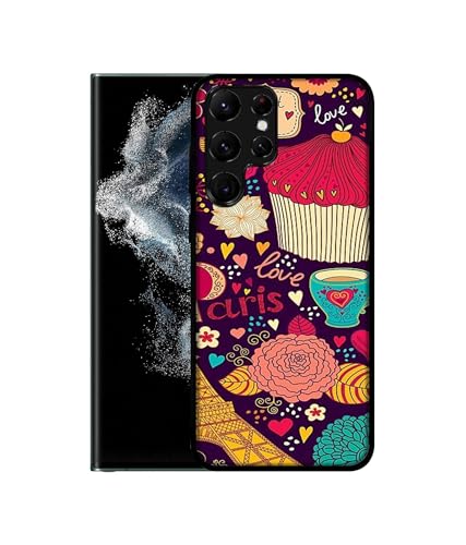 Image of Paris Flower Love Design Premium 2D Printed Metal Back Case Cover for Samsung Galaxy S22 Ultra 5G
