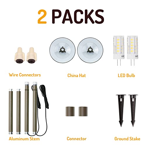 Lumina Low Voltage Landscape Lighting Cast-Aluminum Outdoor Path And Area Light Warm White 3W G4 Led Bulb And Abs Heavy Duty Ground Stake Included For Yard Walkway Lawn - Bronze Pal0101-Bzled2 (2Pk) #TOP2