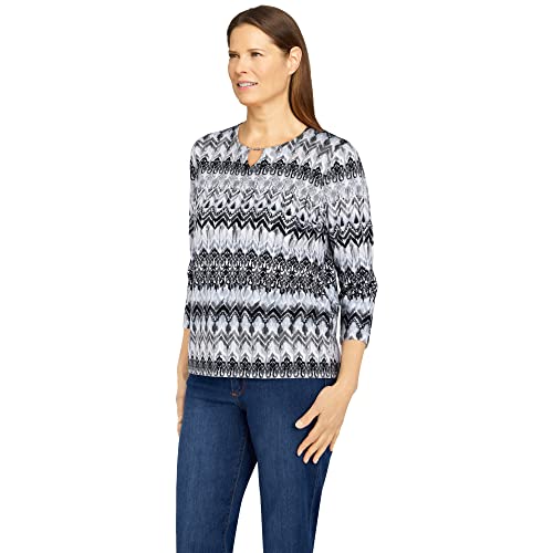 Alfred Dunner Women's Biadere Print Sweater Size Xl Grey #TOP3