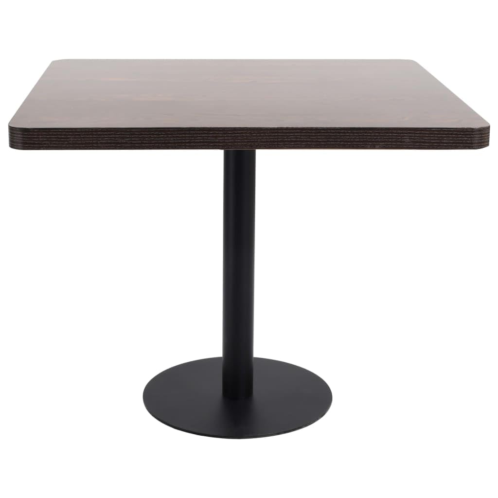 Stół bistro, ciemnobrązowy, 80 x 80 cm, MDF, elegancki stół do jadalni dla 2 osób, wytrzymały stół kuchenny, uniwersalny stół barowy do restauracji i domu