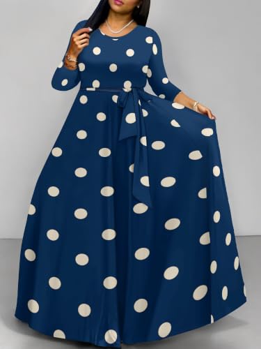 Image of PinkPatty Women's Long Sleeve Maxi Dress Plus Size Casual V Neck Wrap Dress with Pockets&Belt