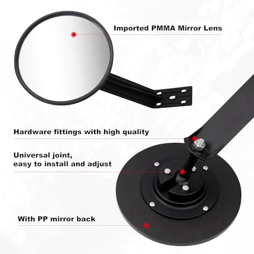 KOBSAINF Espelho convexo de 20 cm para ambientes externos com suporte de fixação de parede ajustável
