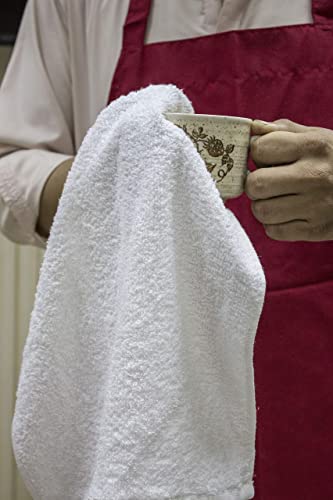 Green Lifestyle Terry Kitchen Bar Mops Kitchen Towel 12 Pack, Pure Cotton White Dish Cloths, Rags, Restaurant Cleaning Towels Ring Spun 100% Cotton, 16X19 Inches #TOP3