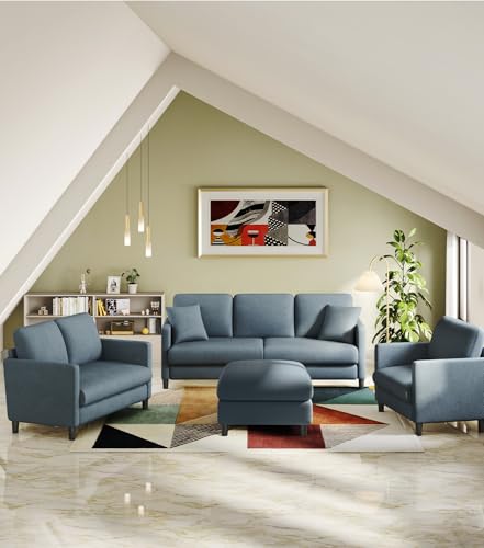 Welzona Loveseat, 51" Small Couch, Teddy Love Seat, Small Loveseat Sofa | Comfy Teddy Fabric, Tool-free Setup, Washable Covers, All-wood Small Sofa Couch for Living Room, Bedroom, Blue Grey - image 8