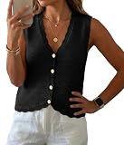 GRECERELLE Women's Summer Sleeveless V Neck Sweater Vest Knit Tank Top