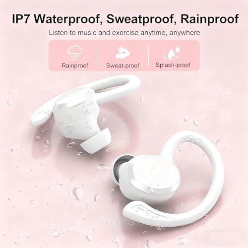 Image of sprtoybat Wireless Earbuds, 2026 New Bluetooth 5.4 Headphones Sport Earphones with 68Hrs Playtime LED Display ENC Noise Cancelling Mic, IPX7 Waterproof Over Ear Ear Buds with Hook for Sports /Running