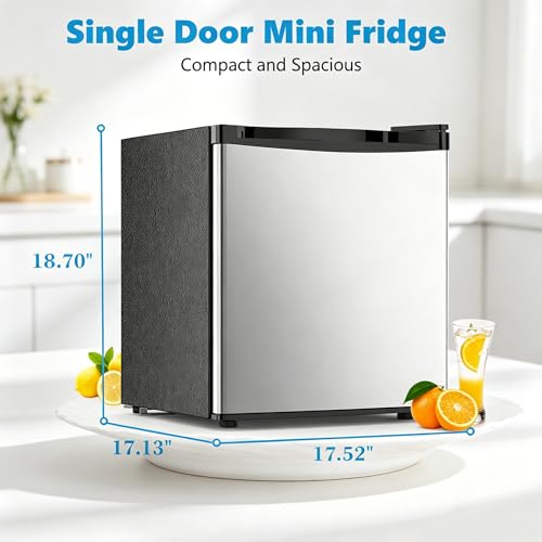 Image of Antarctic Star Compact Refrigerator,1.6 Cu.Ft Single Door Small Fridge,With Removable Glass Shelf and Adjustable Thermostat,for Dorm,Office,Apartment,SILVER