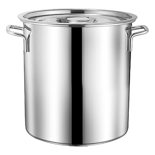Genérico Olla Grande de Acero Inoxidable con Dos Asas y Tapa: Olla Resistente para cocinar, Preparar papillas y Usar al Aire Libre. Ideal para el hogar y el Restaurante.