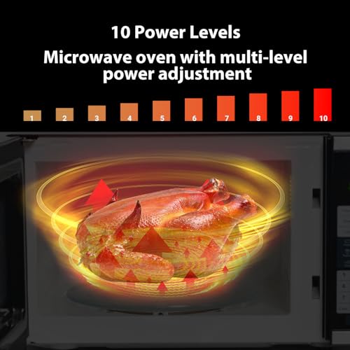 Image of Small Microwave Ovens Countertop 0.7 Cu.Ft, 700W Compact Microwave with 10 power levels, 6 Auto-Cook Programs in Smudge-Proof Stainless Steel, LED Display, Child Lock