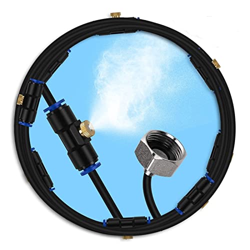 LKYJD Outdoor Mister System for Outside Patio, Misting Cooling System, Water Mist Hose for Backyard, Garden, Greenhouse, Umbrella, Deck, Canopy, Pool, Porch(20FT(6.1m))