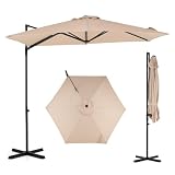 COSTWAY Parasol Déporté Hexagonale à Pied, Hauteur 240 CM (Beige)