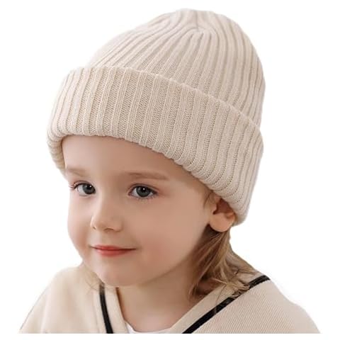 Wxllzlife Baby Winter Hat Soft Warm Knitted Beanie Hat Beanie Cap for Toddler Boys Girls 2-8 Years Old Beige Cover