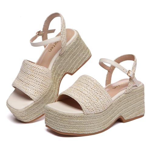 Women's Platform Espadrille Wedge Sandals Arch Support Ankle Strap Open Toe Casual Sandal