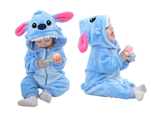 Image of NXLGYDZ Unisex Baby Animal Onesie Flannel Hooded Romper for Infants Toddlers (0-3 Years) Winter Jumpsuit for Boys and Girls