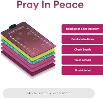 My Salah Mat for Adults - Smart Interactive Prayer Mat for Adults & Reverts Learning Surahs, Salah, Duas, & More - Muslim Prayer Rug with 25 Touch Keys, Padded Prayer Mat Layer, & Speaker for Ages 8+