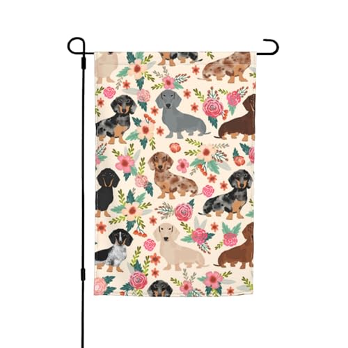Jbyjbx Hond Bloemenprint Prachtig Tuin Vlag Outdoor Vlag Tuin Decor Veranda's Tuinen Vervagen Bestand