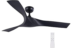 VONLUCE Industrial Mid Century Modern Ceiling Fan No Light with Remote