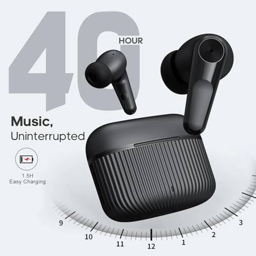 Image of True Wireless Stereo in Ear Earbuds with Environmental Noise Cancellation Quad Mic | Low Latency Gaming | Type-C Fast Charging | IPX5 Waterproof Standard | Bluetooth 5.3 Earbuds TWS [ Black ]
