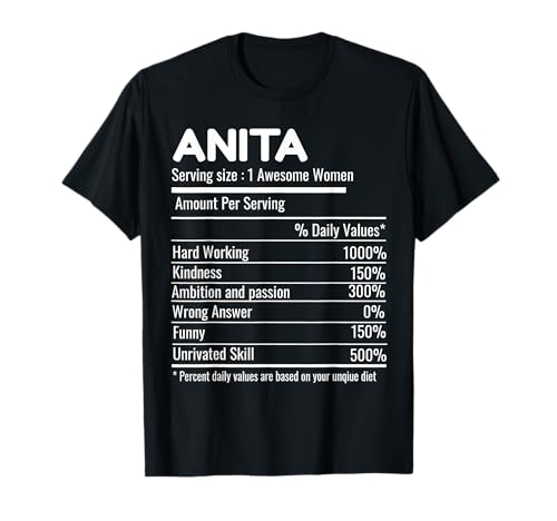 ANITA Nutrition Facts Funny Anita 1st Name Christmas Gifts T-Shirt