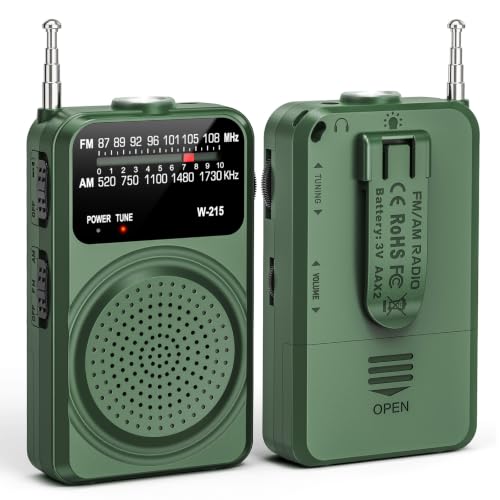 Tendak Portable Radio AM FM, Small Radio for Home, Outdoor, Emergency-Green