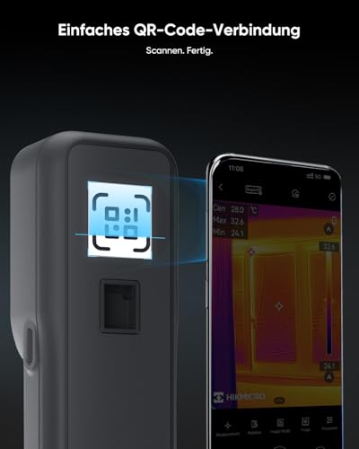 HIKMICRO Mini2W Drahtlose Wärmebildkamera 512×384 SuperIR, iOS/Android, 256x192 IR-Auflösung, Thermalkamera mit visueller Kamera, Manueller Fokus, für Telefon/Tablet/PC Windows