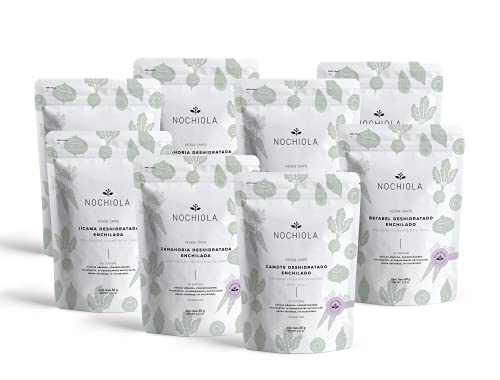 Nochiola Spicy Veggie Chips Variety Pack: Jicama, Beets, Sweet Potatoes And Carrots 60G/2.12Oz Each (8 Pack) Vegan, Crunchy, Healthy Snacks #TOP24