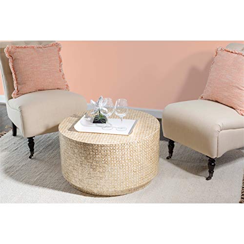 Linon Maui Wood Capiz Mosaic Coffee Table In Gold #TOP2