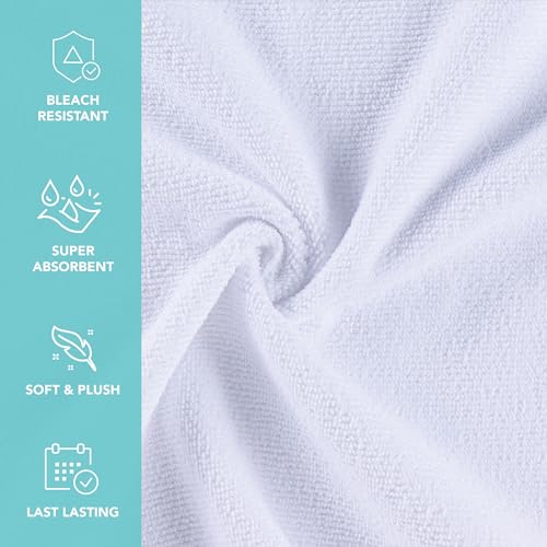 Image of Arkwright Bleach Resistant Salon Towels 24 Pack - Microfiber Hair Towels, Soft, Absorbent, Quick Dry, Lint Free Spa & Barber Towels for Hair Stylist, Nail Salon & Esthetician, 16 x 27, White