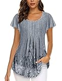 【perfekte Kombination】 Leicht, weich und luftig zu tragen, während diese Tunikabluse Ihnen Romantik und Elegant verleihen. sowohl lässig als auch elegant, perfekt zum Kombinieren mit Leggings, Hosen, Shorts, Jeans, Röcken mit Ihren High Heels.