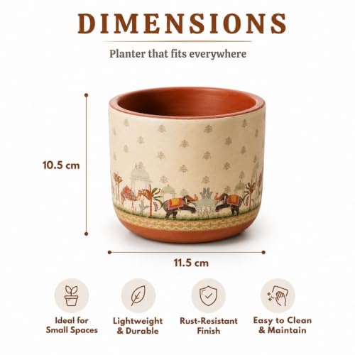 Image of Urban Upvan Decorative Terracotta Mug Shades Planter Pot for Home & Garden | Indoor Outdoor Flower Pot for Balcony, Living Room, Office & Table Decor (Pack of 1)