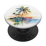 Watercolor Palm Tree Tropical PopSockets Standard PopGrip