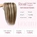 HOOJIH Hair Topper for Women with Thinning Hair 4x2.5inch Base Real Human Hair Topper with Bangs Handmade Invisiable Lace Front Topper - Medium Brown with Blonde Highlights
