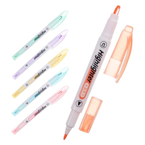 Zerodeko Marcadores Fluorescentes de Doble Punta 6 Piezas Punta Ancha y Fina Colores Pastel Suaves Diseño Ergonómico para Escuela y Oficina Resaltadores Creativos Visión Clara
