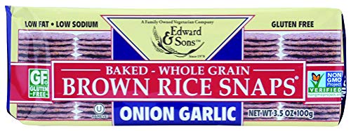 Edward & Sons Brown Rice Snaps, Packs, Onion Garlic (Pack of 12)