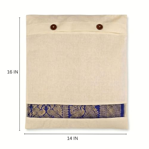 Image of Cotton Saree Cover Bags with Button Closure Pack of 12 | Breathable Cloth Storage Bags for Sarees, Silk Sarees, Lehengas, Dupattas & Garments | Reusable Wardrobe Organizer Covers (16 x 14 Inch)