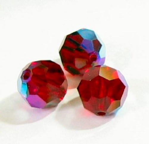 8 pcs Austria Crystal 5000 Round Faceted Bead Siam AB 10mm / Findings/Austrian Elements