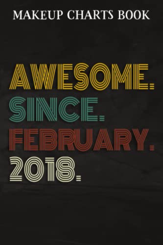 Makeup Charts Book :Awesome Since February 2018 4 Years Old 4th Birthday Gift: Gifts for Her:Makeup Eyes and Face Charts Model Size 6x9 110 Blank ... to ... Design (Makeup Artists Portfolio Not