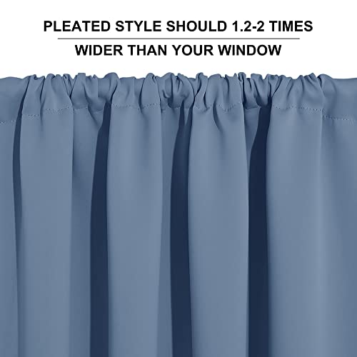 RYB HOME Small Curtains for Bathroom Windows, Blackout Blinds Shades for Bedroom Dorm Storage Cabinet Door Basement Farmhouse Decor, W 34 x L 36 inches, Stone Blue, 2 Panels