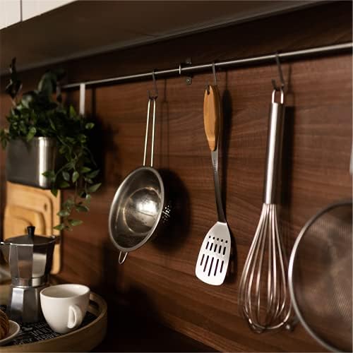 Deiss PRO Metal Spatula with Wooden Handle Slotted Turner for BBQ Perfect for Grilling, Scraping, Turning Meat, Mixing Scrambled Eggs, Flipping Burgers - Comfortable Bamboo Handle