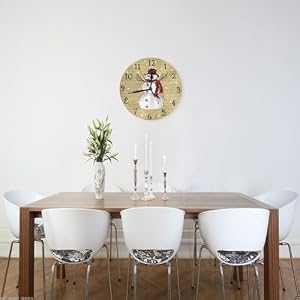 Round Wall Clock Non-Ticking Silent Battery Operated Clock 10 Inch, Primitive Country Snowman Home Decor for Living Room, Kitchen, Bedroom, and Office, White Round Wall Clock Non Ticking Silent Battery Operated Clock 10 Inch Primitive Country Snowman Home Decor for Living Room Kitchen Bedroom and Office White